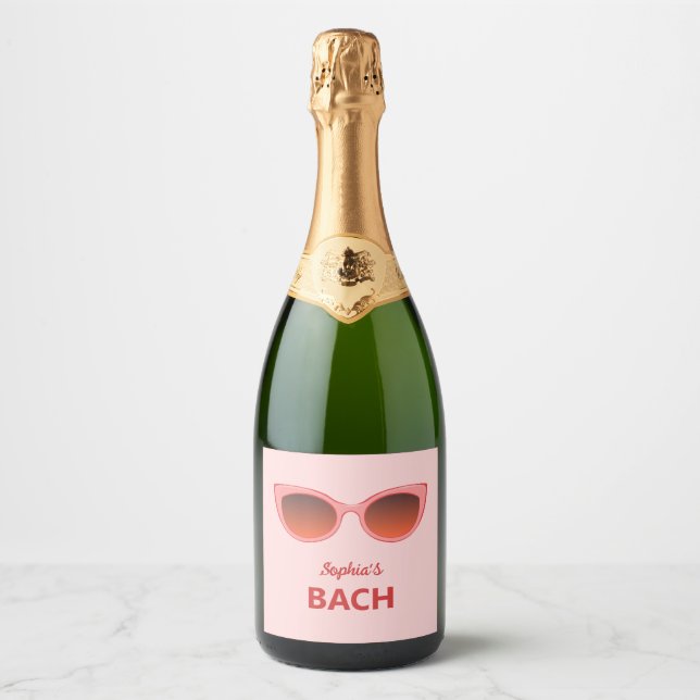Pink Sunnies, Cat Eye Sunglasses, Feminine Shades Sparkling Wine Label (Front)