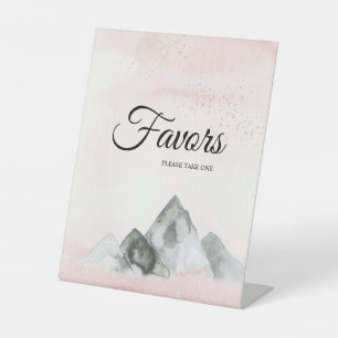 Pink Sunrise Mountain Wedding Favours Pedestal Sig Pedestal Sign