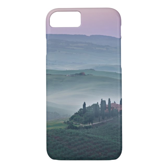 Pink sunrise over Tuscany landscape iphone 7 case (Back)