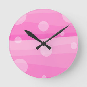 Pink sunset abstract art round clock
