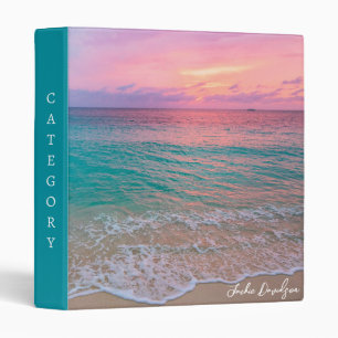 Pink Sunset Beach Personnalisé 3 Classeur de ceint