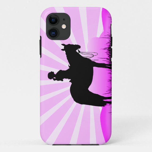 Pink Sunset Cowgirl iPhone Case (Back)