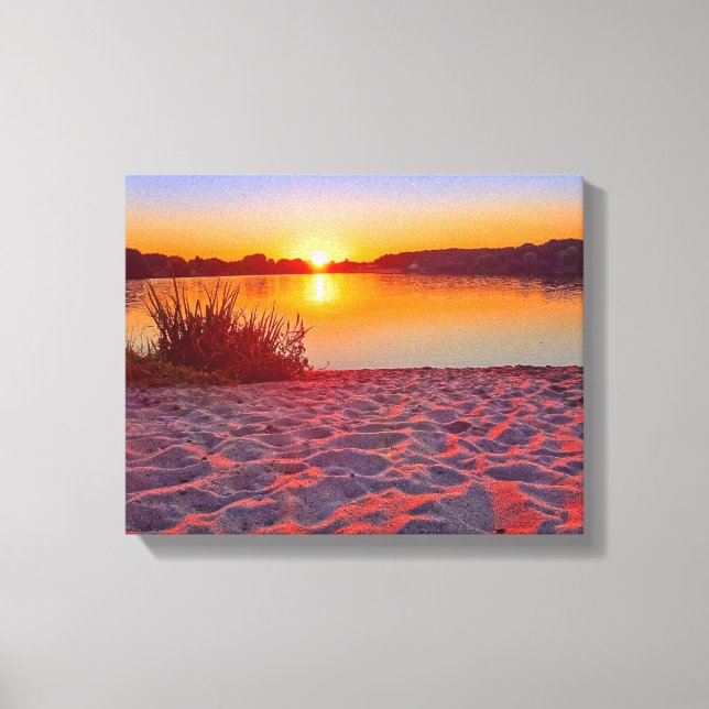 Pink Sunset on the Beach Wrapped Canvas (Front)