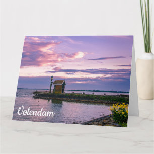 Pink sunset over lake card