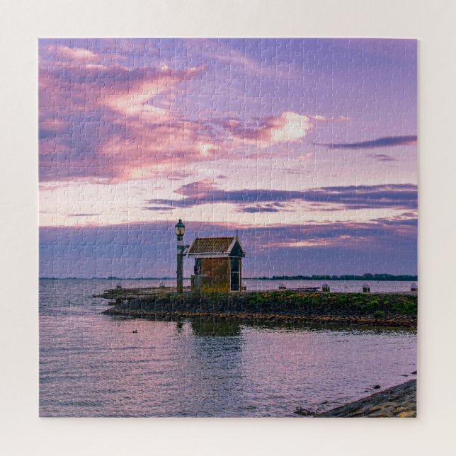 Pink sunset over lake jigsaw puzzle (Vertical)