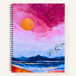 Pink Sunset over Lake Vista Notebook