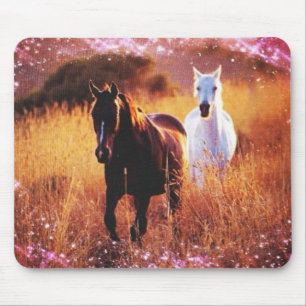 Pink Sunset Western country Galloping Horses Mouse Pad