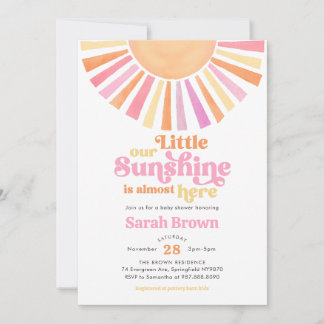 Pink Sunshine Baby Shower Invitation
