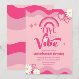 Pink Super Five est Vibe Anniversaire Invitation