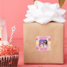 Pink Super Mom Photo Colourful Hearts | Mothers Da