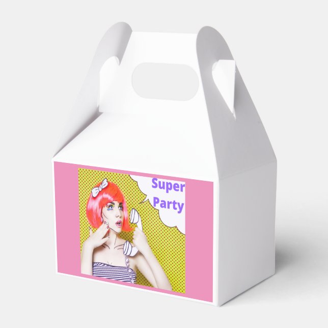 Pink Super Party Favor Box (Front Side)