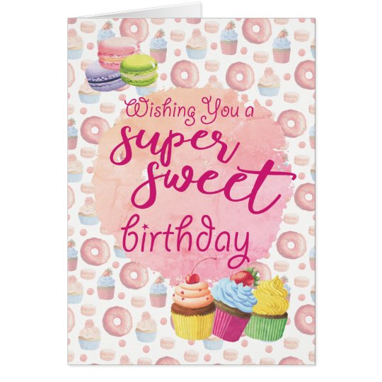 Pink Super Sweets Cupcakes Birthday Card