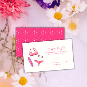 Pink Surf Bikini Beach Diaper Raffle Baby Shower Enclosure Card