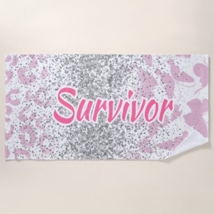 Pink Survivor Beach Towel-Breast Cancer Beach Towel