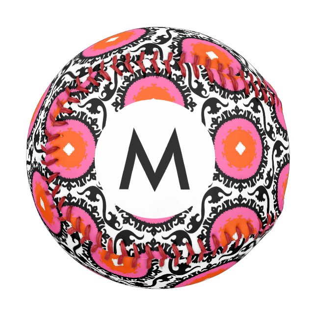 Pink Suzani Pattern Baseball (Front Left)