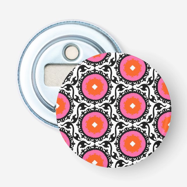 Pink Suzani Pattern Bottle Opener (Front)