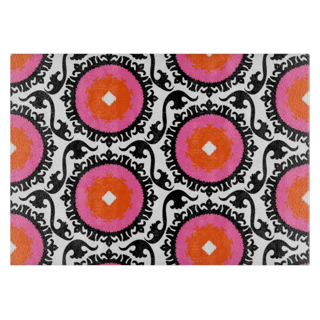 Pink Suzani Pattern Cutting Board (Front)