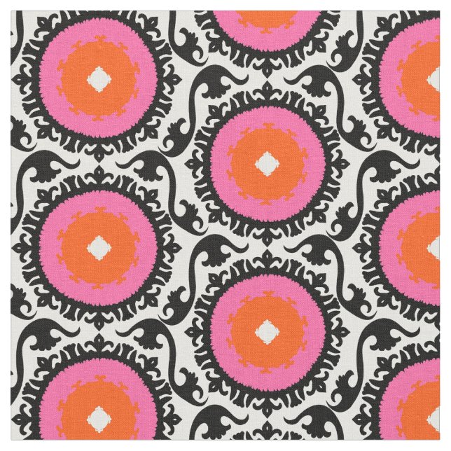 Pink Suzani Pattern Fabric (Close Up)