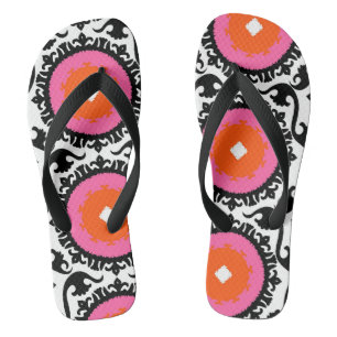 Pink Suzani Pattern Flip Flops