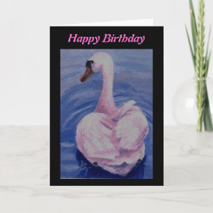 Pink Swan aceo Birthday Card