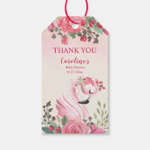 Pink Swan and Roses Baby Shower Thank You Tag