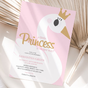 Pink Swan Baby Shower Invitation