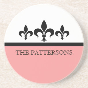 Pink Swanky Fleur De Lis Coaster