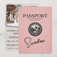 Pink Sweden Passport Save The Date
