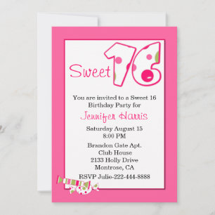 Pink Sweet 16 Anniversaire Fête Invitation