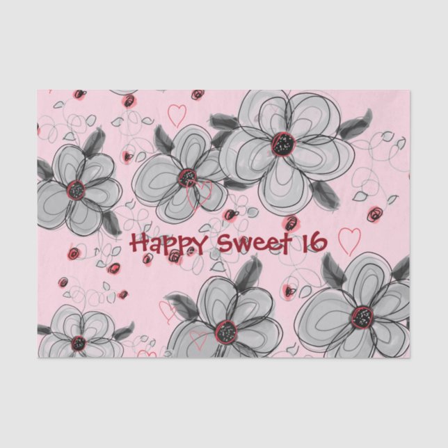 Pink Sweet 16 Birthday Tissue Paper (Front)
