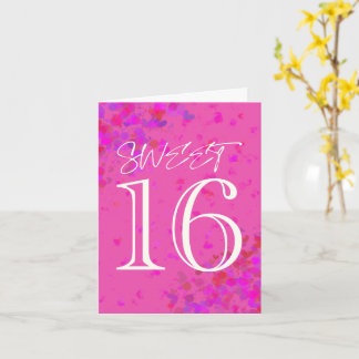Pink Sweet 16 Blank Birthday Card