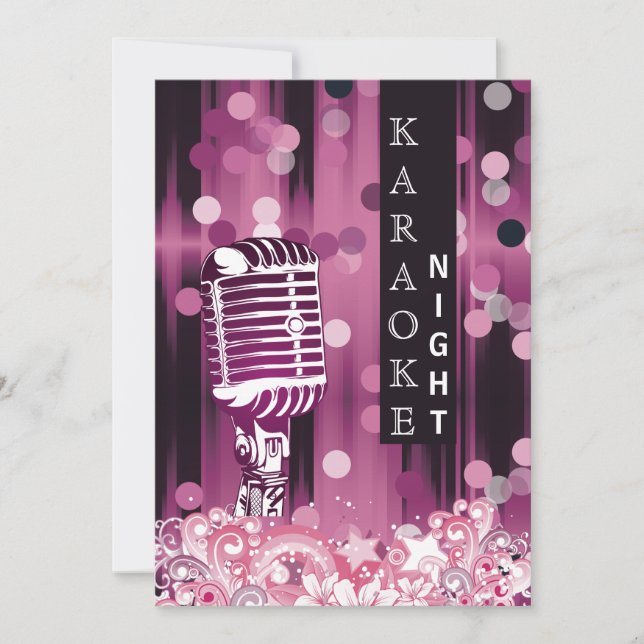 Pink Sweet 16 karaoke night party Invitation (Front)