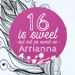 Pink Sweet 16 Part Favour Sticker