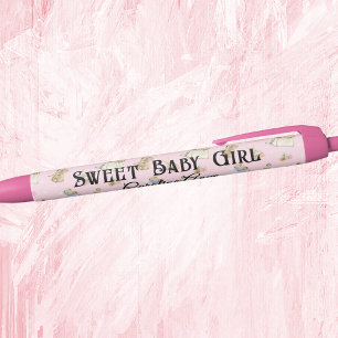 Pink Sweet Baby Girl, Name, Black Ink Pen