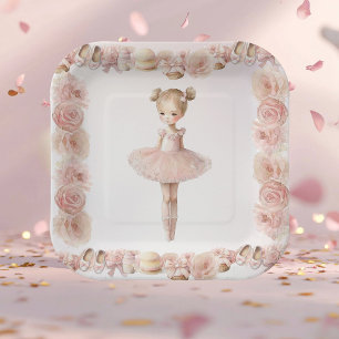 Pink Sweet Ballerina Paper Plates