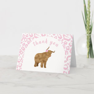 Pink Sweet Boho Holy Cow Floral Girl Baby Shower  Thank You Card