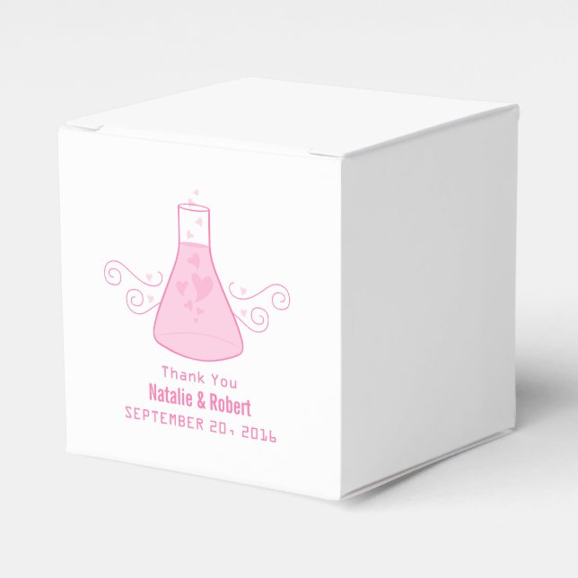 Pink Sweet Chemistry Wedding Favour Boxes (Front Side)