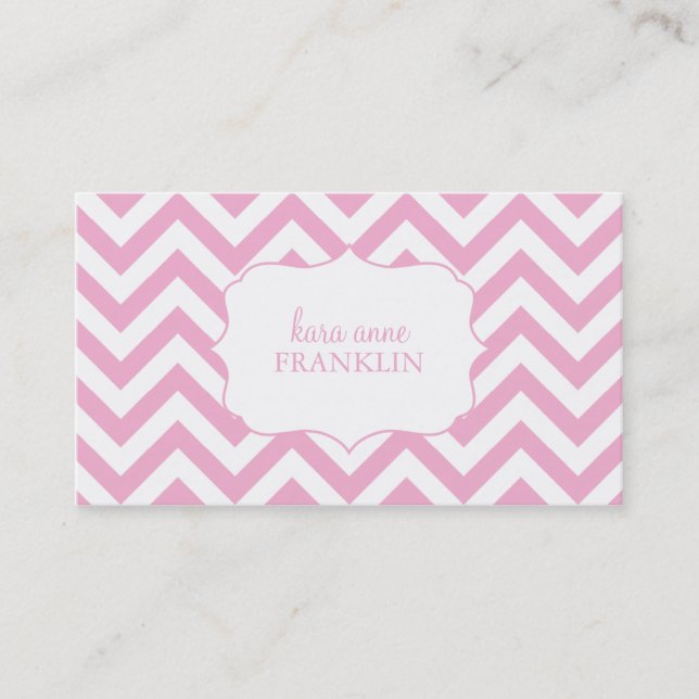 Pink Sweet Chevron Personalized Contact / Business Card (Front)