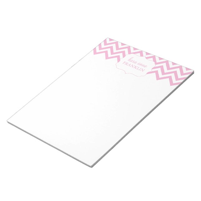 Pink Sweet Chevron Personalized Large Notepad (Angled)