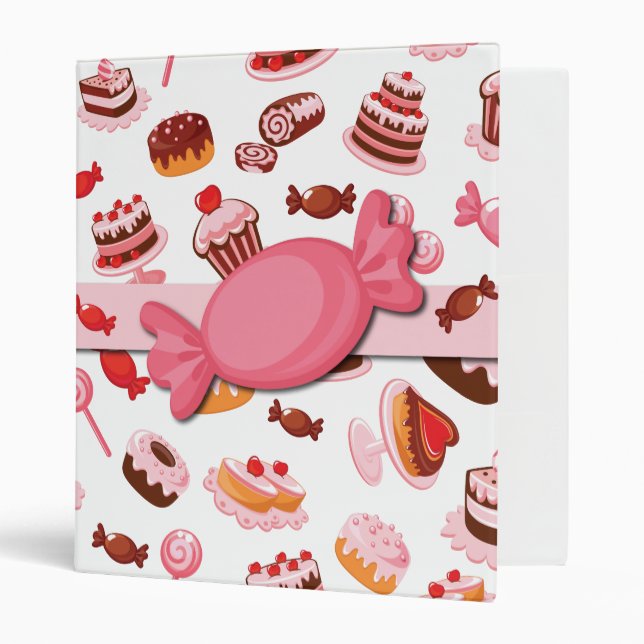 Pink Sweet Desserts Avery Ring Binder (Front/Inside)