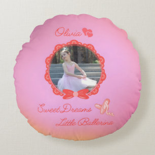 Pink "Sweet Dreams Little Ballerina" Custom Round Pillow
