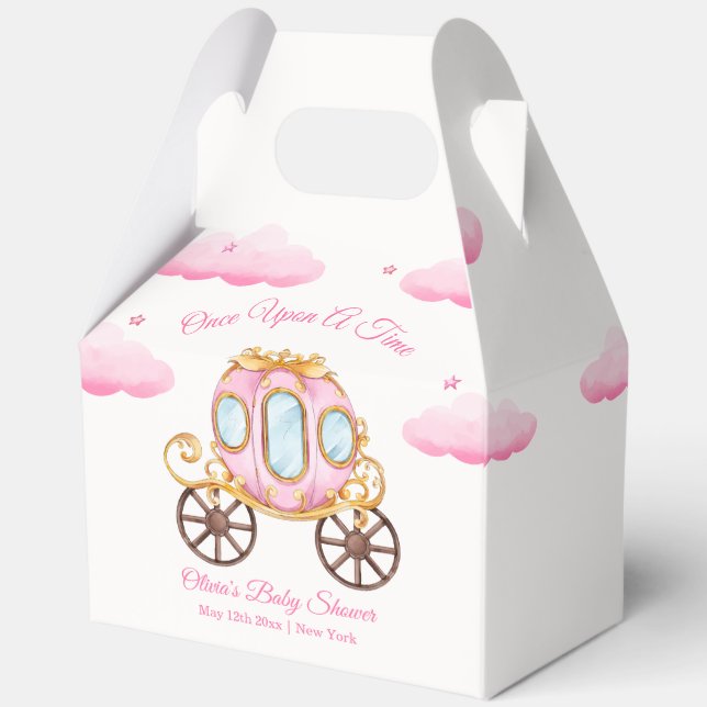 Pink Sweet Fairy Princess Carriage Baby Shower  Favor Box (Back)