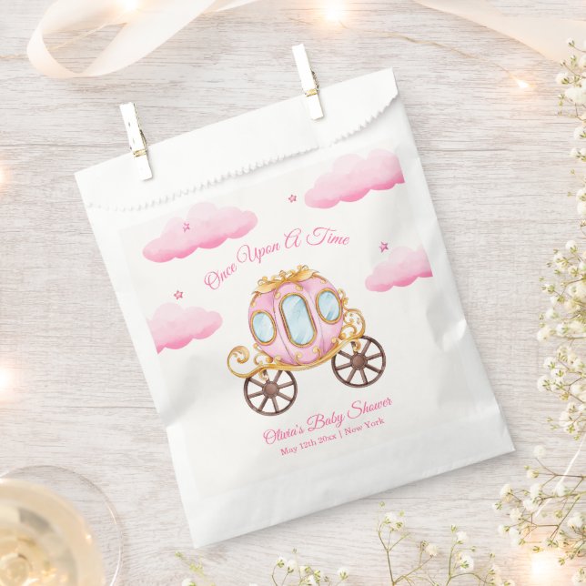 Pink Sweet Fairy Princess Carriage Baby Shower  Favour Bag (Clipped)