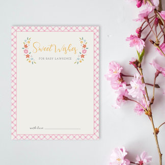 Pink Sweet Floral Wishes For Baby Shower Card