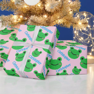 Pink Sweet Life Frog Pattern  Wrapping Paper