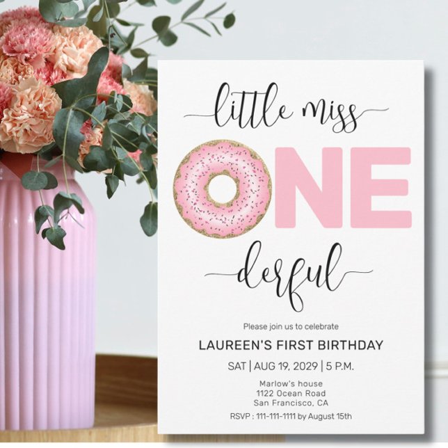 Pink Sweet Little MI 1er Invitation anniversaire (Créateur téléchargé)