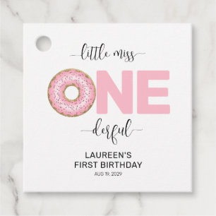 Pink Sweet Little MIss 1st Birthday Favour Tags