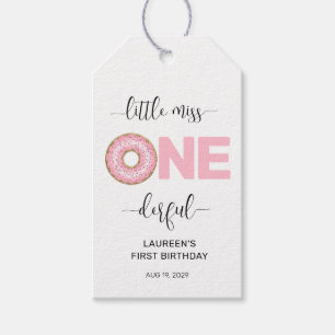 Pink Sweet Little MIss 1st Birthday Gift Tags
