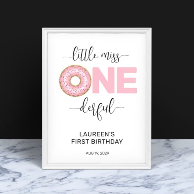 Pink Sweet Little MIss 1st Birthday Poster (Creator Uploaded)