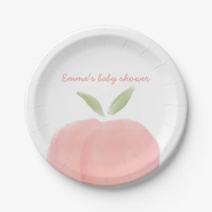 Pink Sweet Little Peach Baby Shower Paper Plates